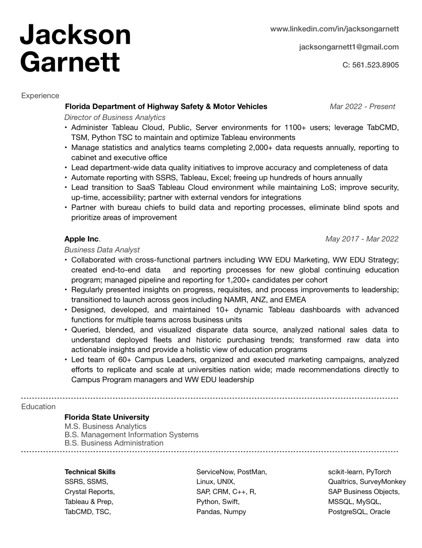 Jackson Garnett Resume